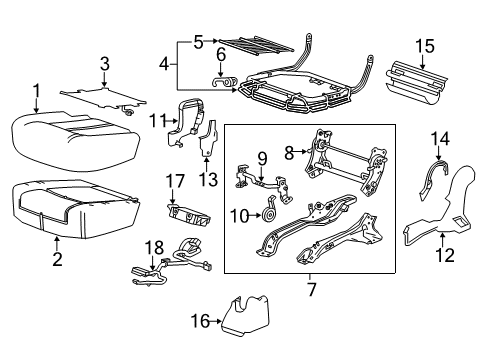 2012 Cadillac SRX Rear Seat Components Diagram