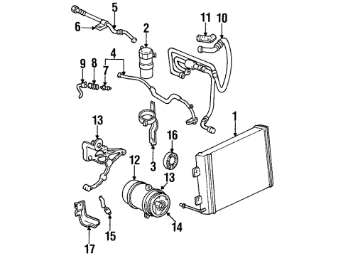 2001 Pontiac Firebird A/C Condenser, Compressor & Lines Diagram