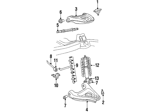 1984 Chevy Impala Front Suspension Components, Lower Control Arm, Upper Control Arm, Stabilizer Bar Diagram