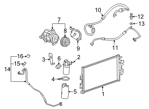 2017 Chevy Express 2500 A/C Condenser, Compressor & Lines Diagram