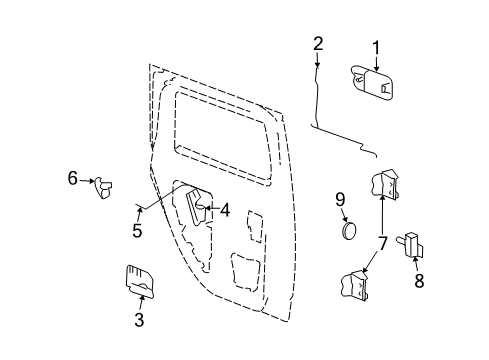 2006 Hummer H2 Rear Door - Lock & Hardware Diagram