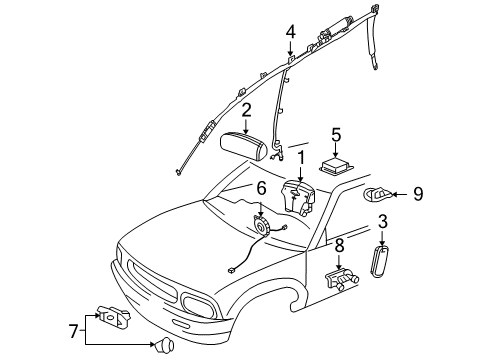 2007 Buick Rainier Side Impact Sensor Diagram for 10369565