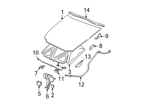 2002 Chevy Malibu Hood & Components Diagram