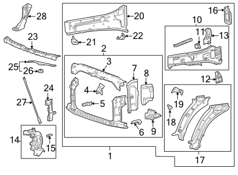 2022 GMC Yukon Radiator Support Diagram