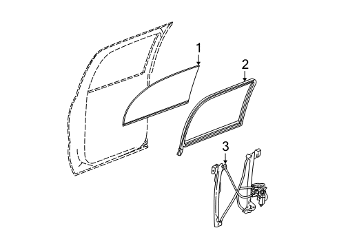 2005 Cadillac Escalade EXT Rear Door - Glass & Hardware Diagram