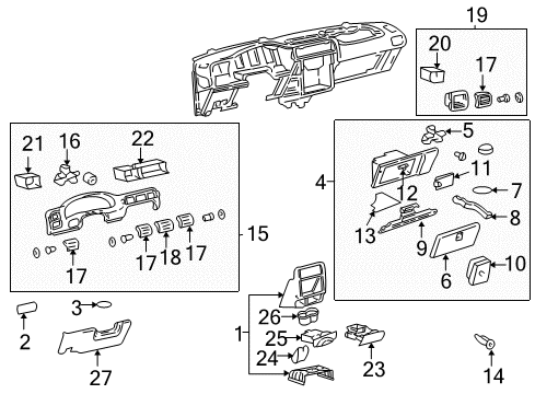 2003 Chevy Venture Cluster & Switches, Instrument Panel Diagram