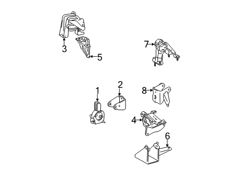 2004 Pontiac Vibe Engine & Trans Mounting Diagram
