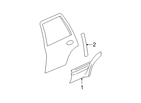 2004 Oldsmobile Bravada Exterior Trim - Rear Door Diagram