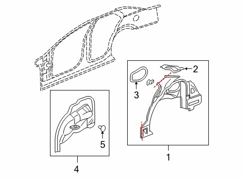 2005 Cadillac STS Inner Structure - Quarter Panel Diagram