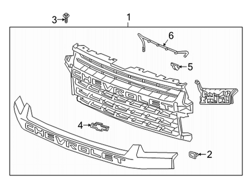 2021 Chevy Silverado 2500 HD Grille & Components Diagram