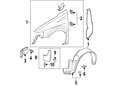 2000 Oldsmobile Silhouette Fender & Components, Exterior Trim Diagram