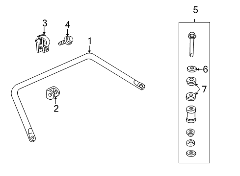 2004 Cadillac DeVille Rear Suspension Components, Ride Control, Stabilizer Bar Diagram
