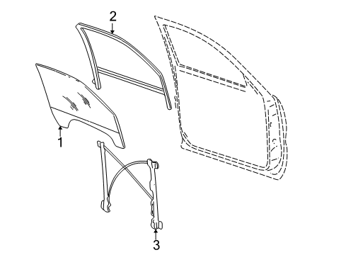 2005 Cadillac Escalade EXT Front Door - Glass & Hardware Diagram