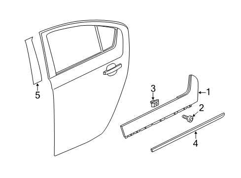 2012 Chevy Volt Exterior Trim - Rear Door Diagram