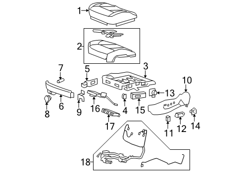 2011 Cadillac DTS Front Seat Components Diagram