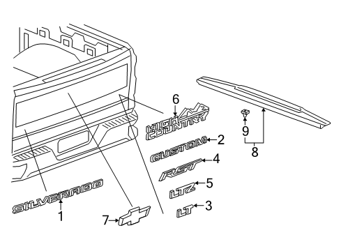 2023 Chevy Silverado 1500 Exterior Trim - Pick Up Box Diagram