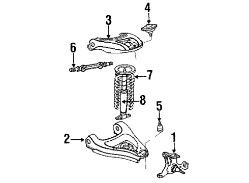 1987 Buick LeSabre Front Suspension Components, Lower Control Arm, Upper Control Arm, Stabilizer Bar Diagram