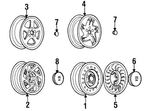 1994 Oldsmobile Cutlass Supreme Wheels & Trim Diagram