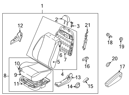 2008 Chevy Aveo Front Seat Components Diagram
