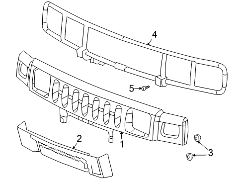 2006 Hummer H2 Grille & Components Diagram