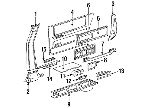 1990 Cadillac Seville Pillar & Door Trim Diagram