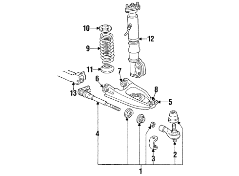1999 Pontiac Bonneville Rear Suspension Components, Lower Control Arm, Ride Control, Stabilizer Bar Diagram