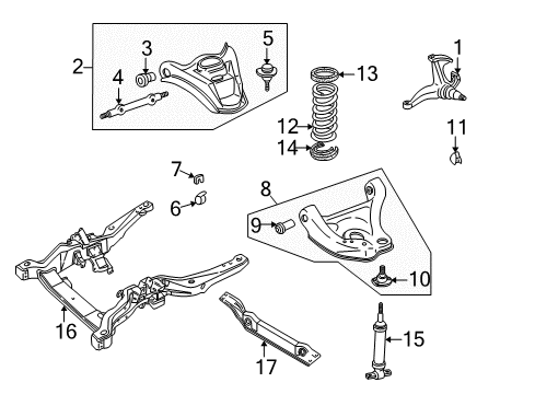 2004 GMC Safari Knuckle, Driver Side Diagram for 15124101