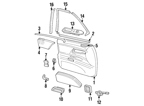 1994 Oldsmobile 98 Interior Trim - Front Door Diagram