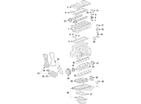 2022 GMC Canyon Engine Parts, Mounts, Cylinder Head & Valves, Camshaft & Timing, Variable Valve Timing, Oil Pan, Oil Pump, Balance Shafts, Crankshaft & Bearings, Pistons, Rings & Bearings Diagram