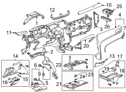 2019 Cadillac XTS Cluster & Switches, Instrument Panel Diagram