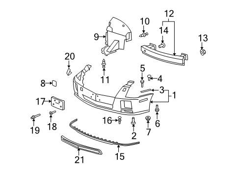 2008 Cadillac STS Front Bumper Diagram