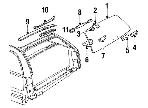 1994 Buick Commercial Chassis Tail Gate Glass & Hardware, Wiper & Washer Components Diagram