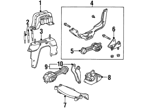 1998 Saturn SL Mount Bracket Diagram for 21010960