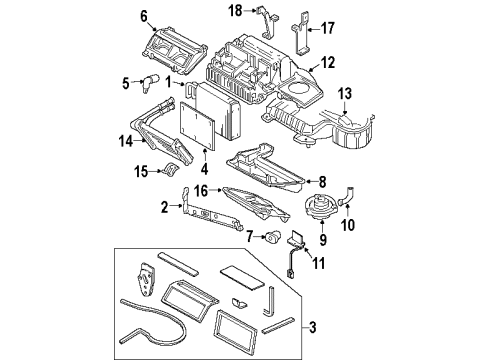 2000 Oldsmobile Silhouette A/C Evaporator & Heater Components Diagram