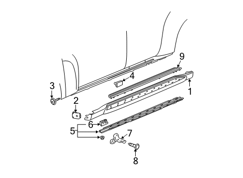 2010 Chevy HHR Exterior Trim - Pillars, Rocker & Floor Diagram