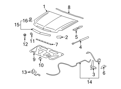 2012 Cadillac Escalade EXT Hood & Components, Exterior Trim Diagram
