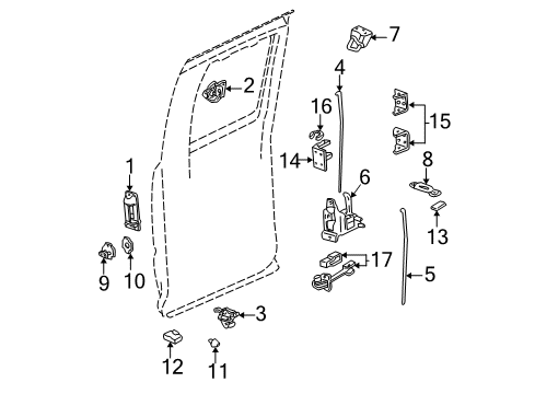 2006 Chevy Silverado 1500 Rear Door - Lock & Hardware Diagram
