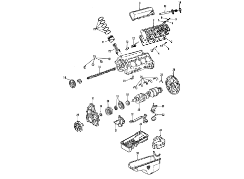 2006 Chevy Silverado 2500 HD Engine Parts, Mounts, Cylinder Head & Valves, Camshaft & Timing, Oil Pan, Oil Pump, Crankshaft & Bearings, Pistons, Rings & Bearings Diagram