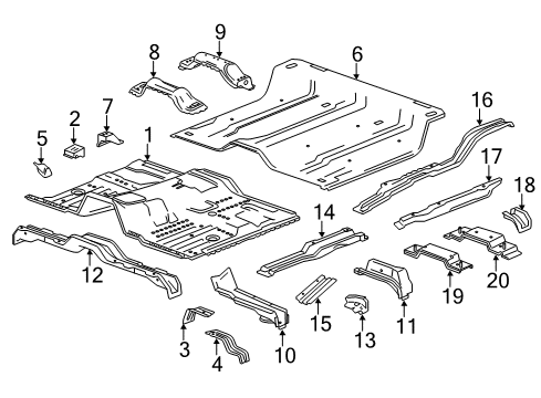 2020 Cadillac Escalade ESV Pillars, Rocker & Floor - Floor & Rails Diagram