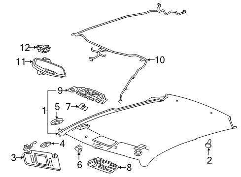 2022 Chevy Camaro Interior Trim - Roof Diagram