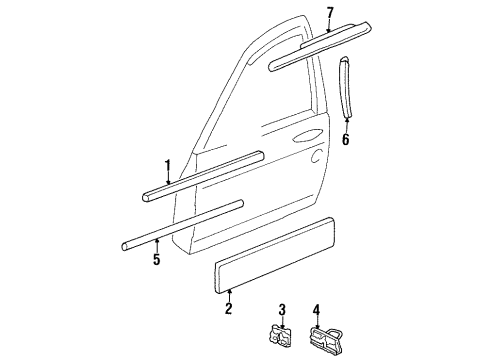 1995 Chevy Monte Carlo Body Side Molding, Front Driver Side Diagram for 12491264