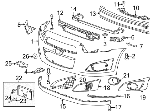 2012 Chevy Sonic Front Bumper Diagram
