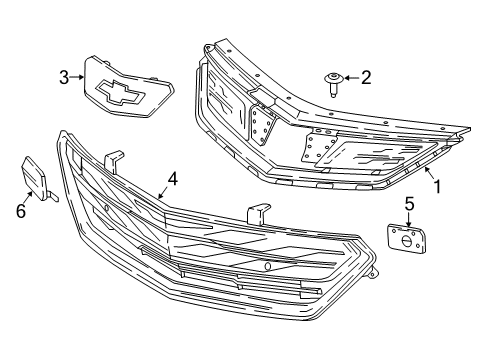2017 Chevy Volt Grille & Components Diagram