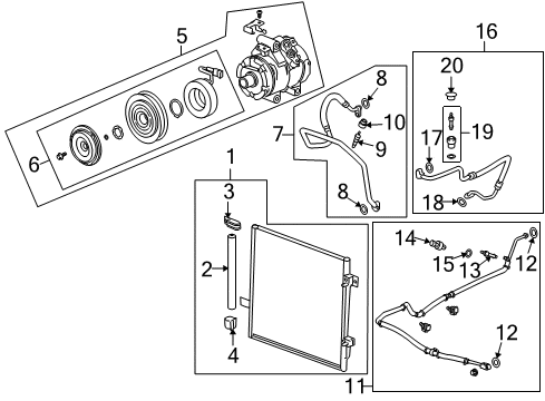 2010 Hummer H3T A/C Condenser, Compressor & Lines Diagram