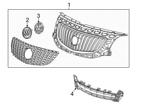 2017 Buick Regal Grille & Components Diagram