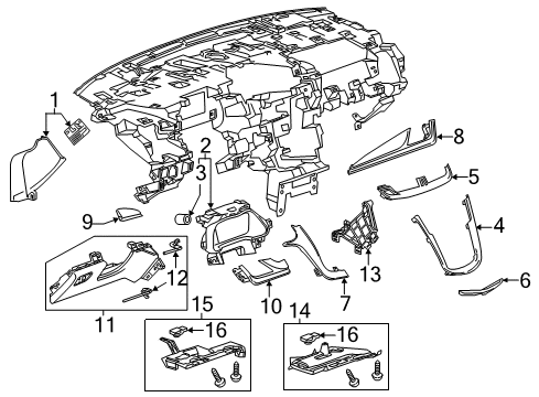 2016 Cadillac ELR Cluster & Switches, Instrument Panel Diagram