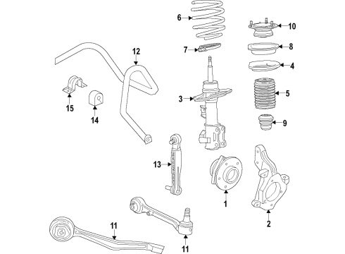 2022 Cadillac CT5 Front Suspension, Lower Control Arm, Ride Control, Stabilizer Bar, Suspension Components Diagram