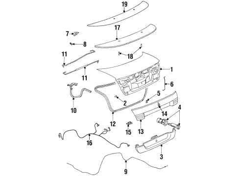2001 Saturn SC2 Emblem, Rear Diagram for 21111205