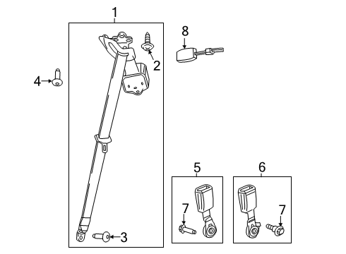 2024 Cadillac XT6 Third Row Seat Belts Diagram