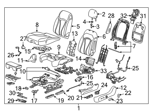 2017 Buick Envision Driver Seat Components Diagram